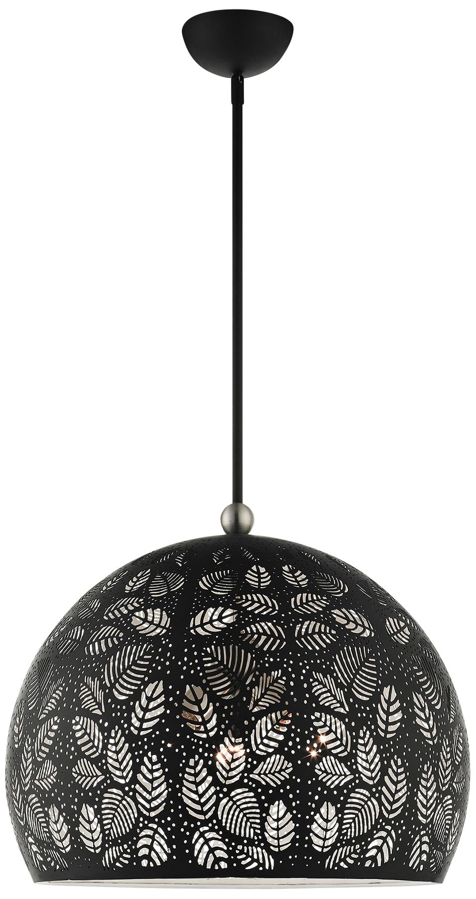 black metal globe pendant light