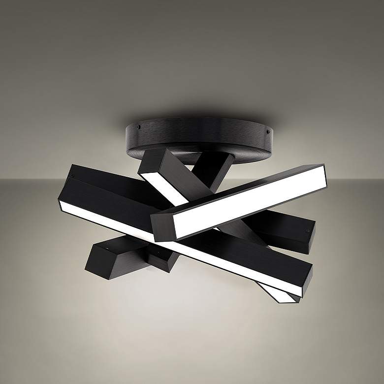 Image 1 Chaos 10.4"H x 17.3"W 1-Light Semi-Flush Mount in Black