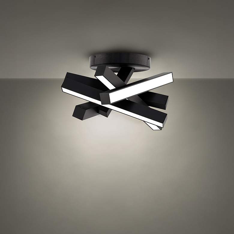 Image 5 Chaos 10.4"H x 17.3"W 1-Light Semi-Flush Mount in Black more views