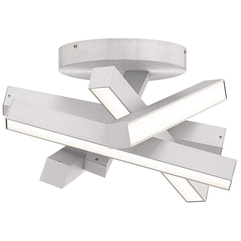 Image 1 Chaos 10.4"H x 17.3"W 1-Light Semi-Flush Mount in Brushed Aluminum