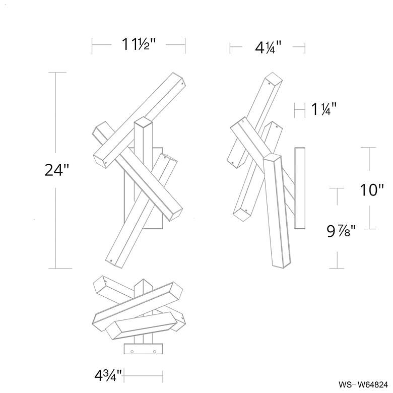 Image 6 Chaos 11.5"H x 24"W 4-Light Wall Sconce in Black more views