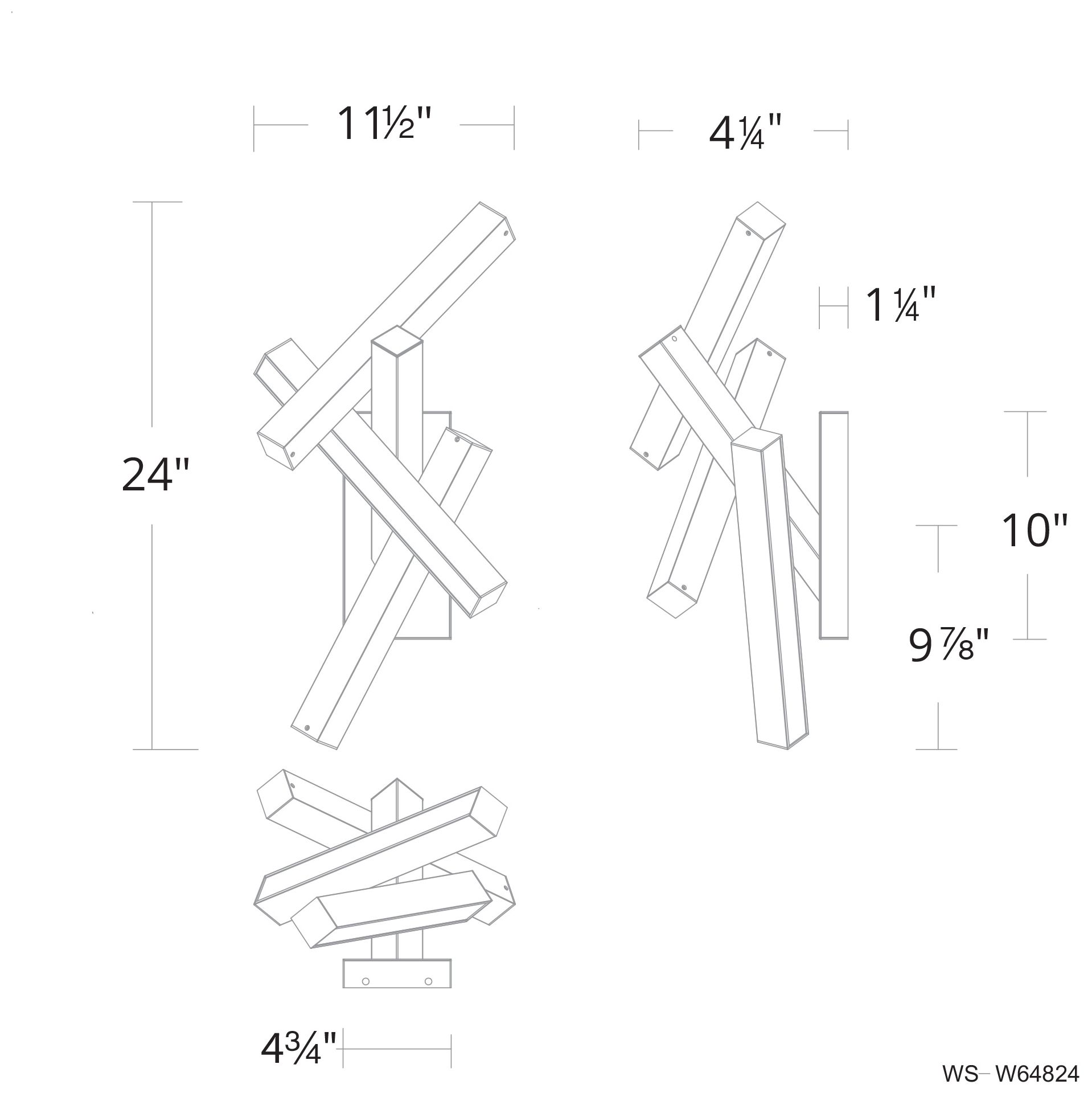 Image 6 Chaos 11.5"H x 24"W 4-Light Wall Sconce in Black more views