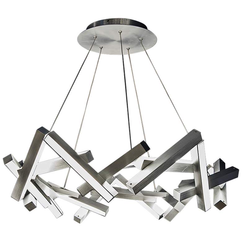Image 2 Chaos 34 inch Wide Brushed Aluminum 21-Light LED Chandelier