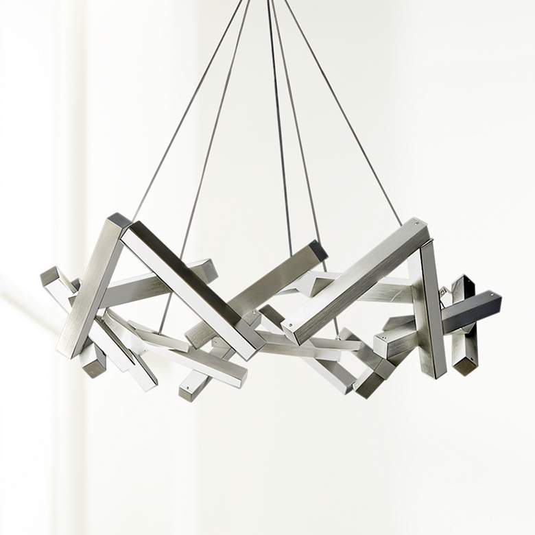 Image 1 Chaos 34 inch Wide Brushed Aluminum 21-Light LED Chandelier