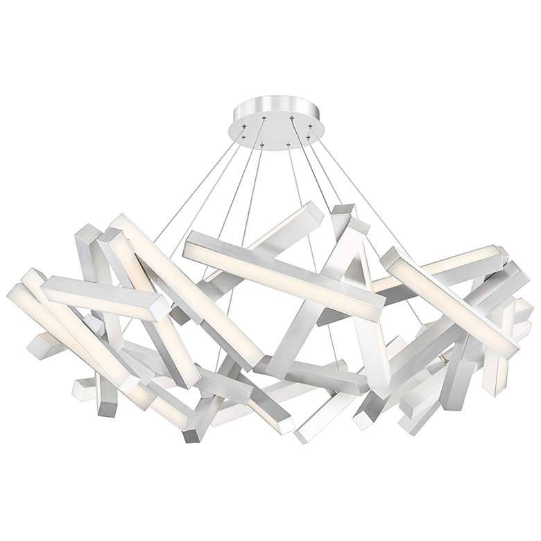 Image 1 Chaos 61 inch Wide Brushed Aluminum 31-Light LED Chandelier