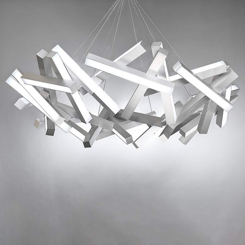 Image 2 Chaos 61" Wide Brushed Aluminum 31-Light LED Chandelier more views
