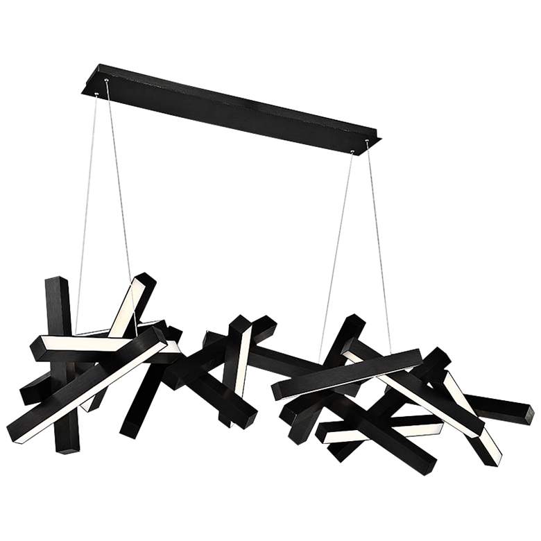 Image 2 Chaos 72" Wide Black LED Kitchen Island Light Chandelier
