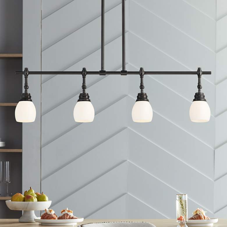Image 1 Chapel 36" Wide Semi Gloss Black 4-Light Island Pendant