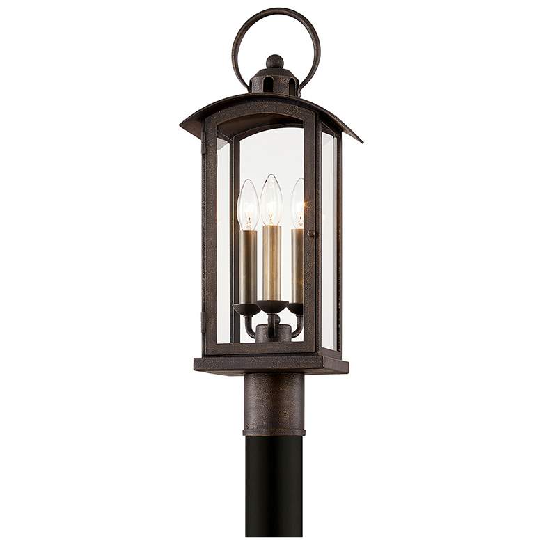 Image 1 Chaplin 3 Light Post - Vintage Bronze Finish - Clear Glass