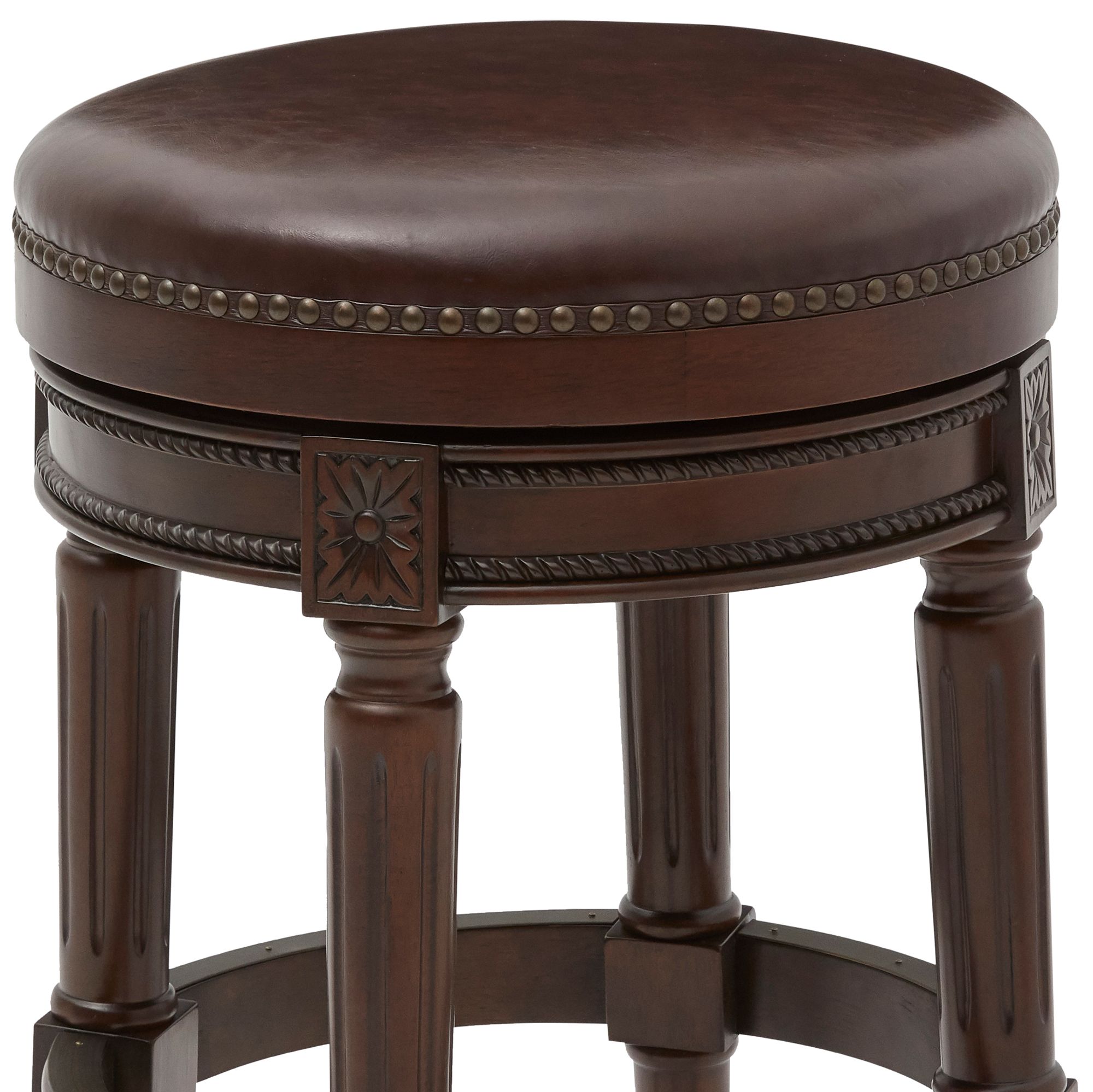 Image 2 Chapman 25" Distressed Walnut Wood Swivel Counter Stool more views