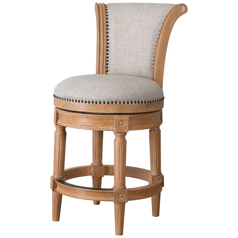 Image 6 Chapman 25" Weathered Oak Wood Swivel Bar Stool more views