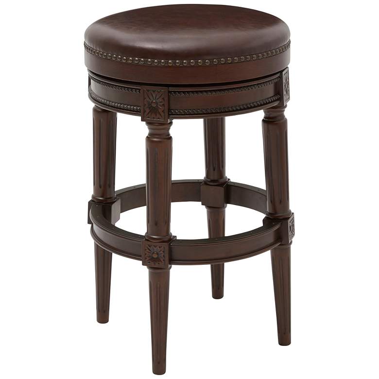 Image 2 Chapman 30" Brown Faux Leather Backless Swivel Bar Stool
