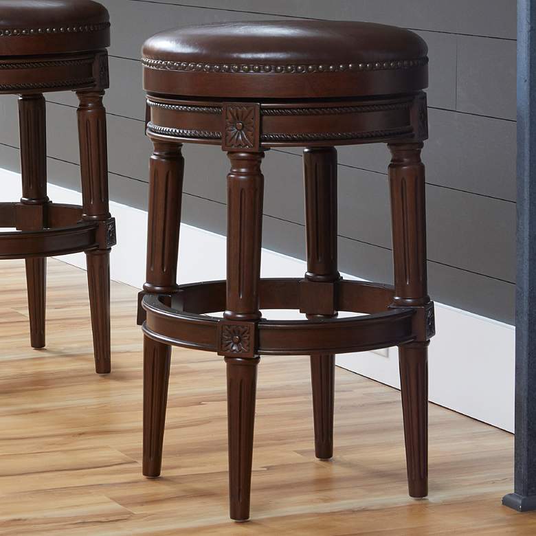 Image 1 Chapman 30" Brown Faux Leather Backless Swivel Bar Stool