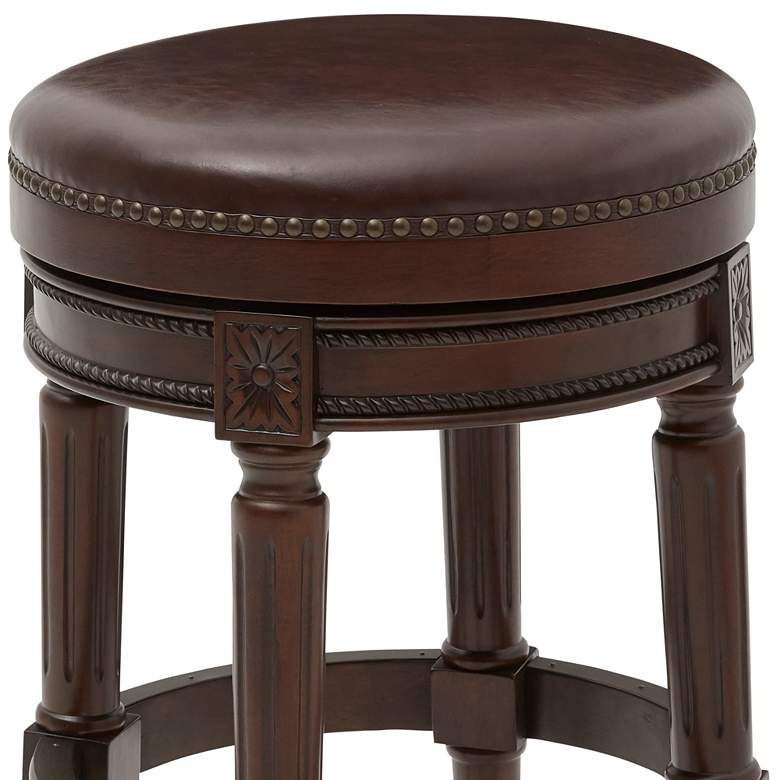 Image 3 Chapman 30" Brown Faux Leather Backless Swivel Bar Stool more views