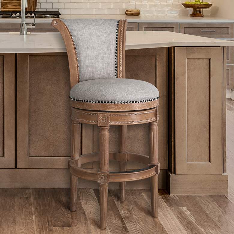 Image 1 Chapman 30" Weathered Oak Wood Swivel Bar Stool