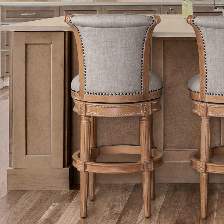 Image 7 Chapman 30" Weathered Oak Wood Swivel Bar Stool more views