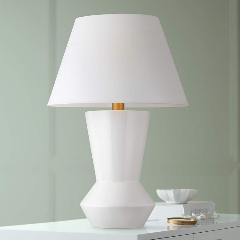 Image 1 Chapman &amp; Meyrs Arctic White Modern Ceramic LED Table Lamp