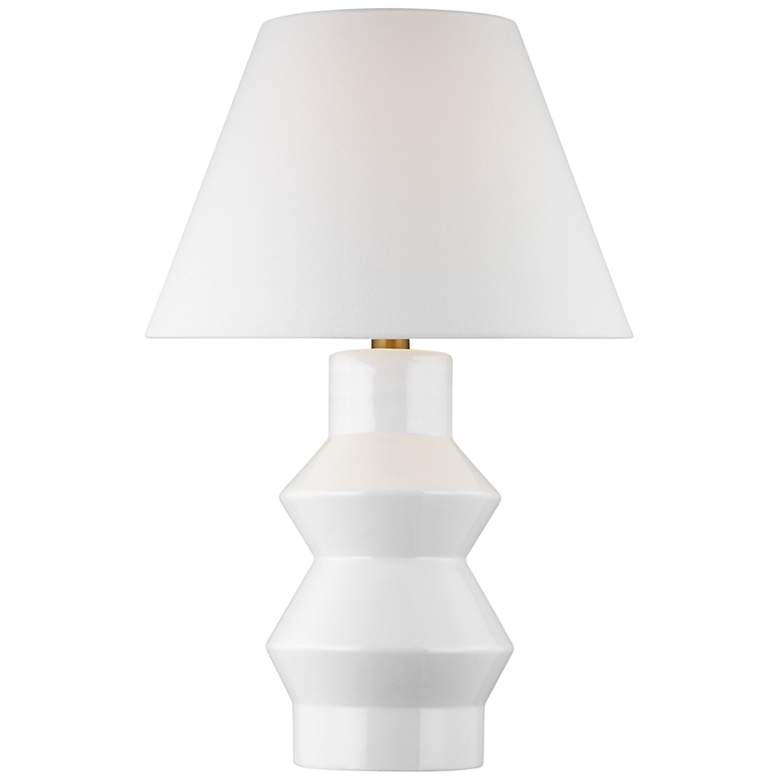 Image 2 Chapman & Myers Arctic White Modern Angular Ceramic LED Table Lamp