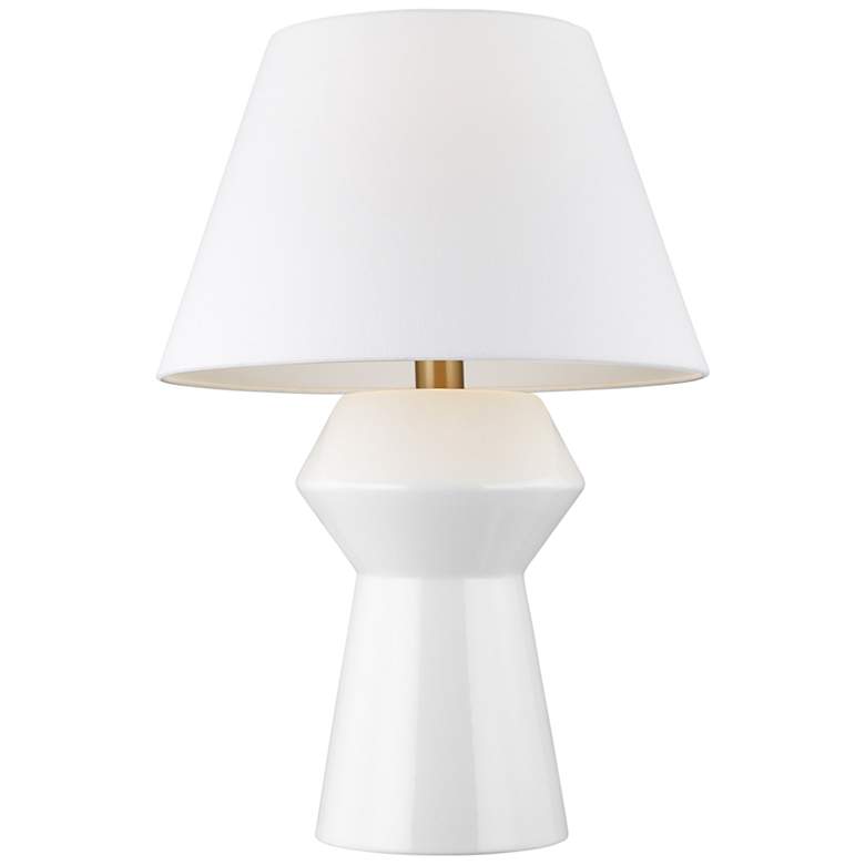 Image 2 Chapman &amp; Myers Arctic White Modern Top Angular Ceramic LED Table Lamp