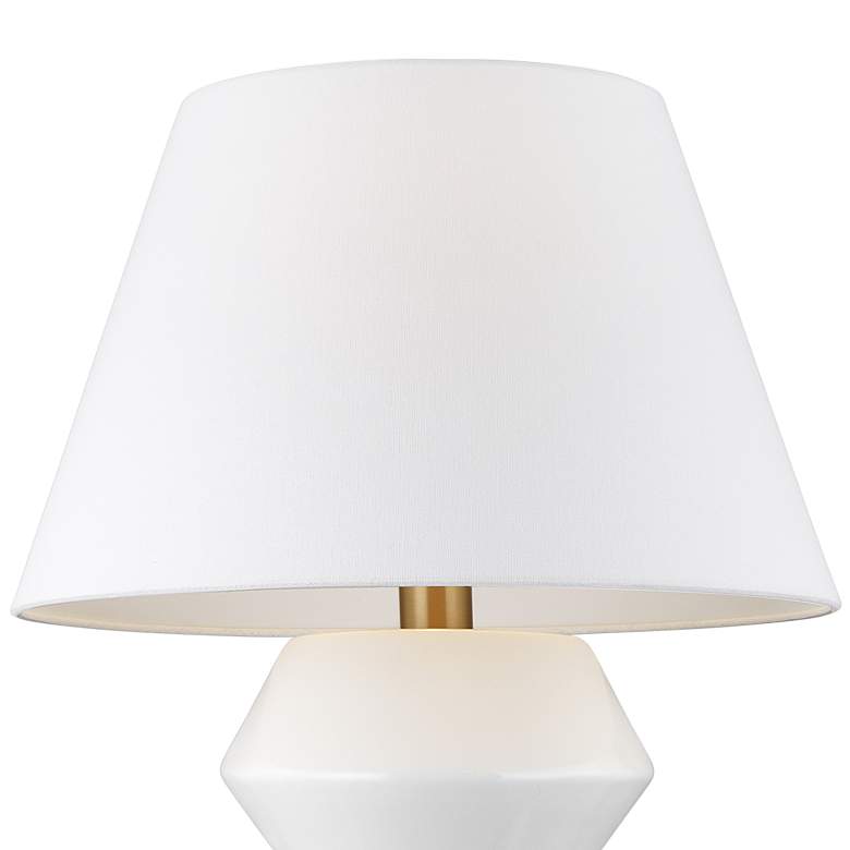 Image 3 Chapman &amp; Myers Arctic White Modern Top Angular Ceramic LED Table Lamp more views