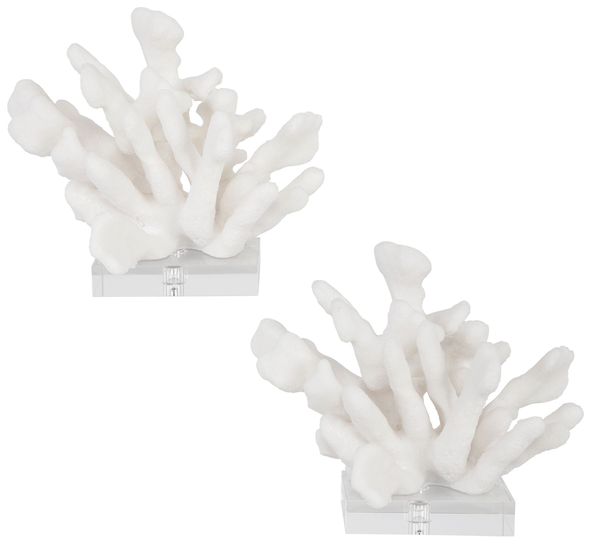 Image 6 Charbel 9" High White Coral and Crystal Bookends Set more views
