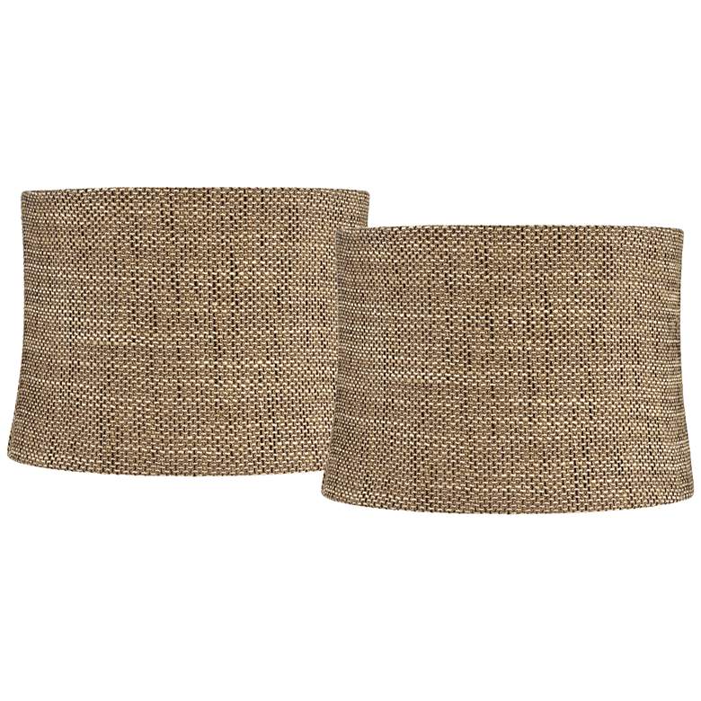 Image 1 Charcoal Brown Set of 2 Drum Lamp Shades 13x14x10 (Spider)