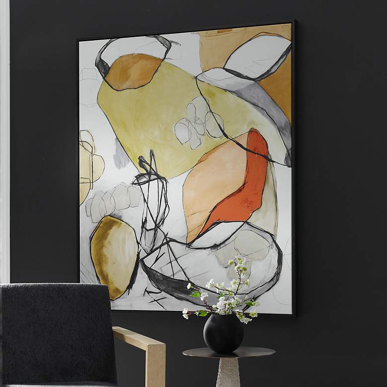 Image 3 Charcoal Improvision 60" High Giclee Framed Canvas Wall Art more views