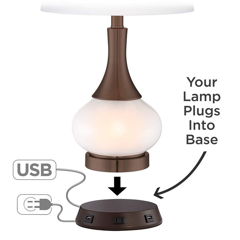 Image 2 Charging USB-Outlet 8 1/2" Touch Sensor Bronze Workstation Base more views