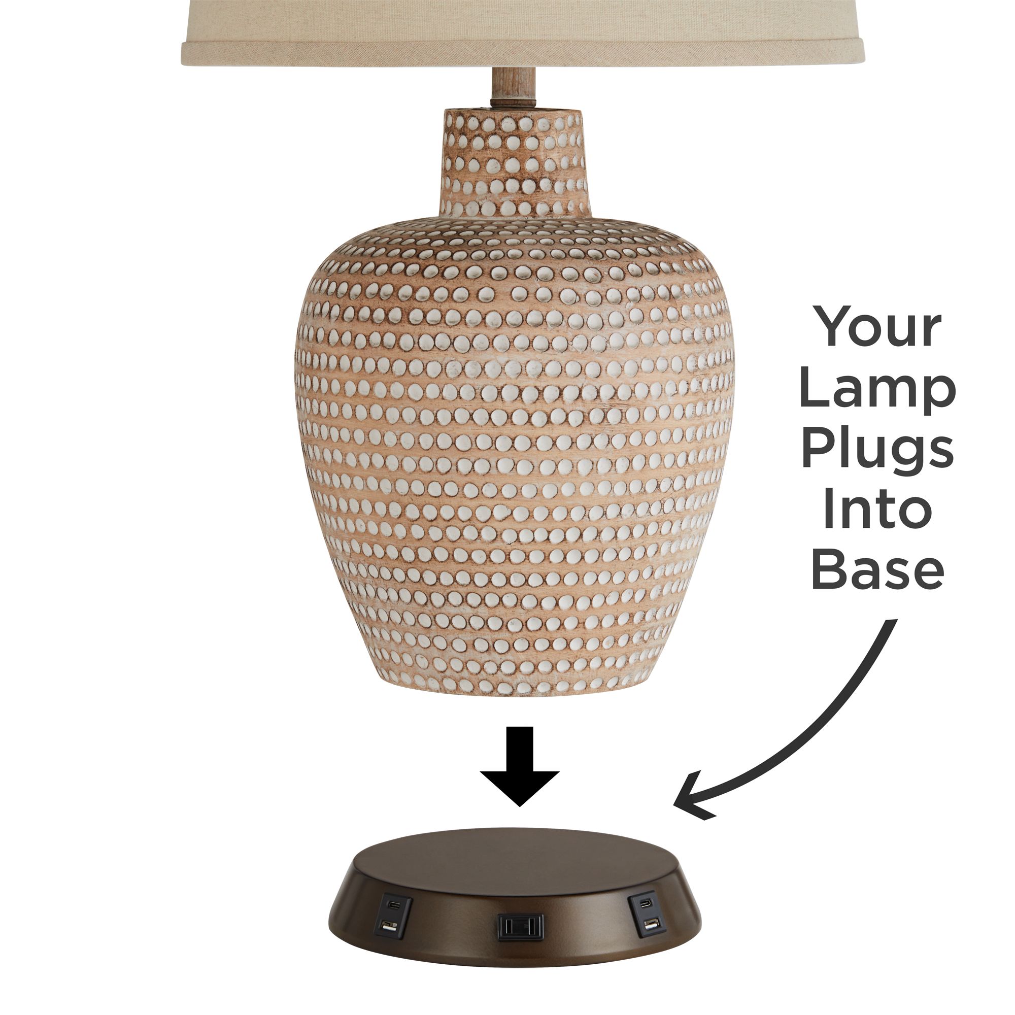 Image 2 Charging USB-Outlet 8 1/2" Touch Sensor Bronze Workstation Base more views