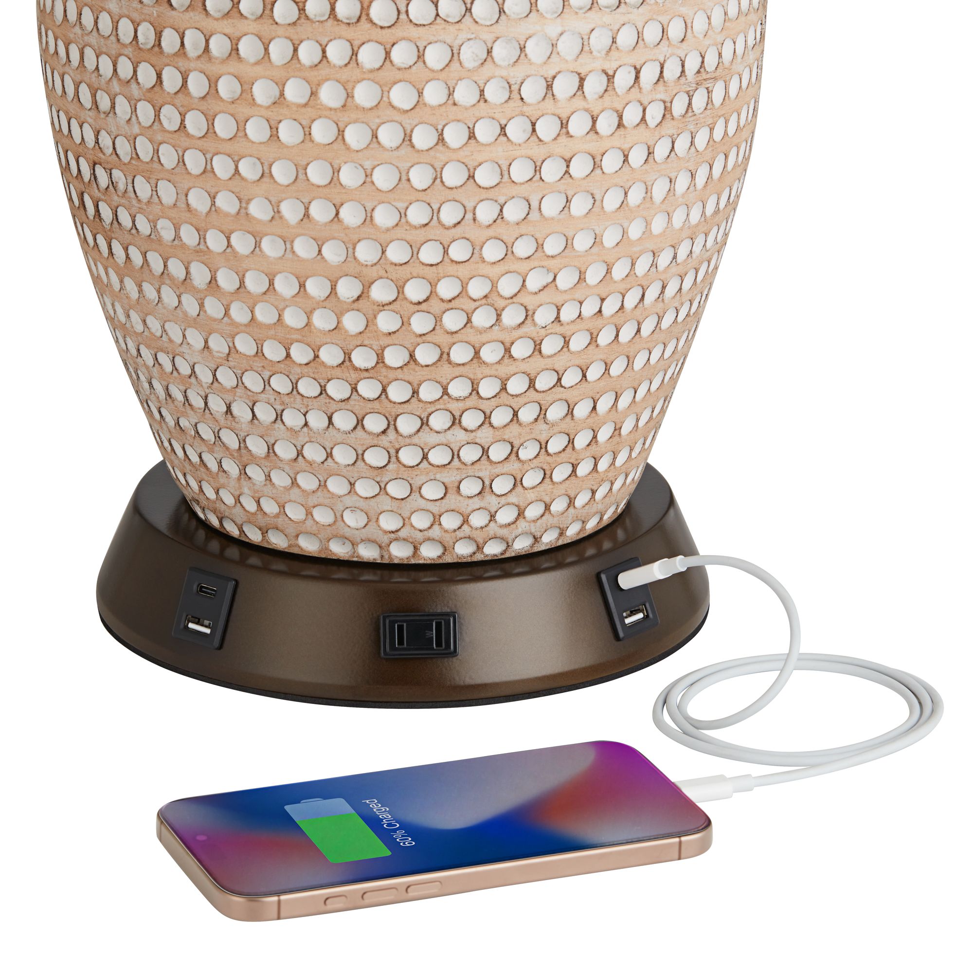 Image 3 Charging USB-Outlet 8 1/2" Touch Sensor Bronze Workstation Base more views