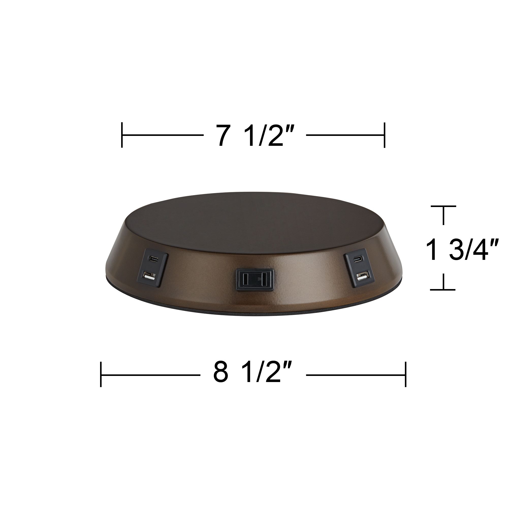 Image 6 Charging USB-Outlet 8 1/2" Touch Sensor Bronze Workstation Base more views