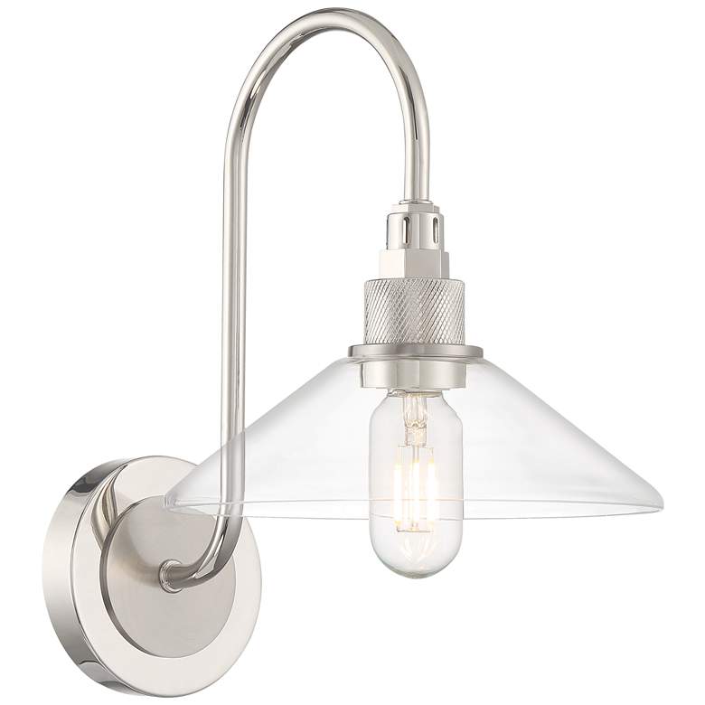 Image 1 Charis 1-Light Wall Sconce - Polished Nickel with Brushed Nickel