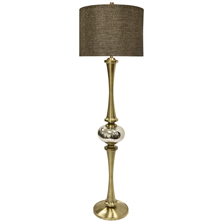 Image 1 Charlemagne 67" High Mercury Glass Sphere Antique Brass Floor Lamp