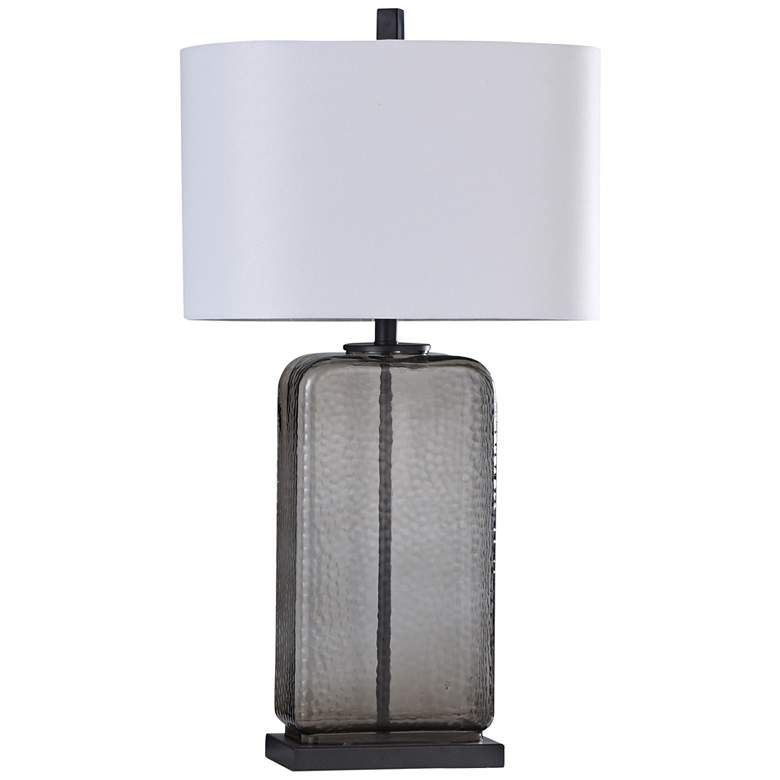 Image 1 Charles 32" Modern Dimpled and Tinted Smoked Gray Glass Table Lamp