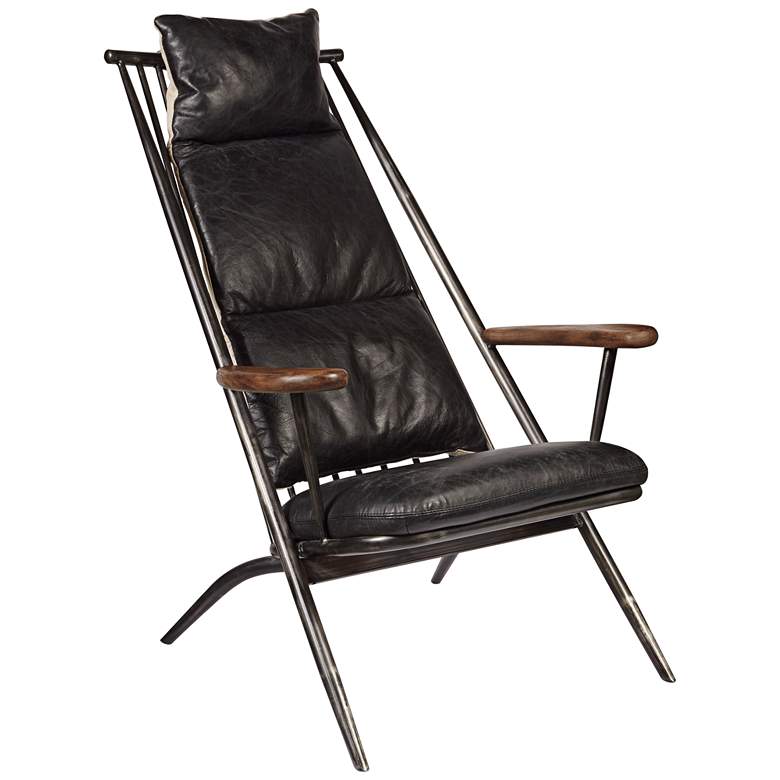 Image 1 Charles Black Leather Modern Accent Chair