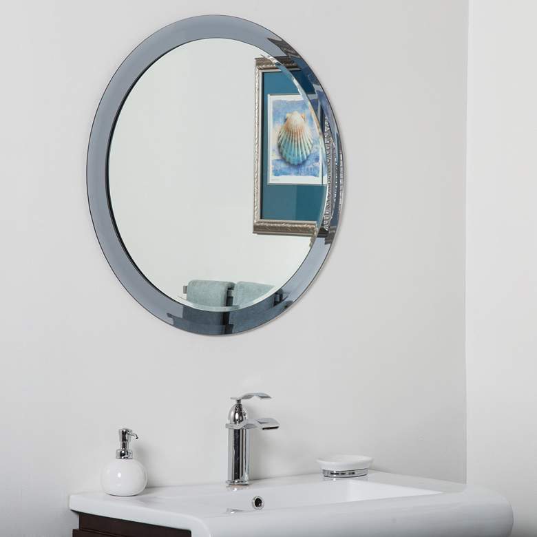 Image 1 Charles Gray 27 1/2 inch Round Frameless Bathroom Wall Mirror