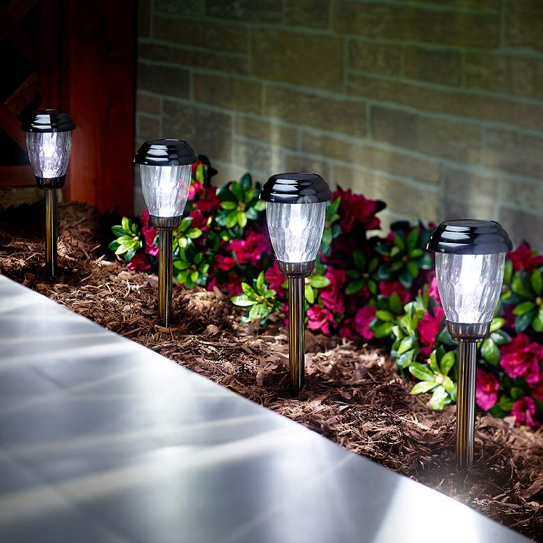 Image 3 Charleston 12" High Pewter Solar LED Path Lights Set of 6 more views