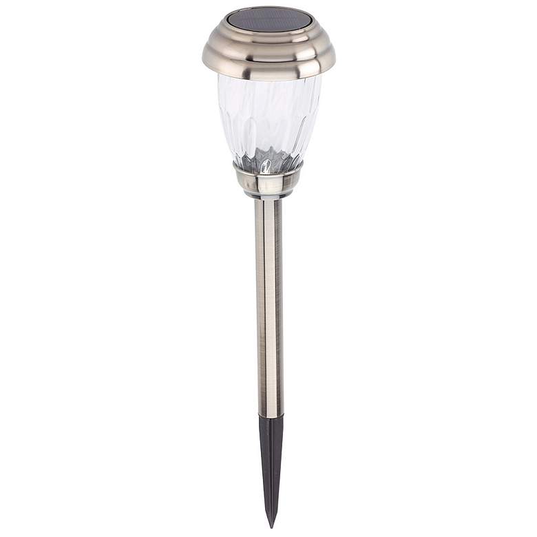 Image 4 Charleston 12" High Pewter Solar LED Path Lights Set of 6 more views