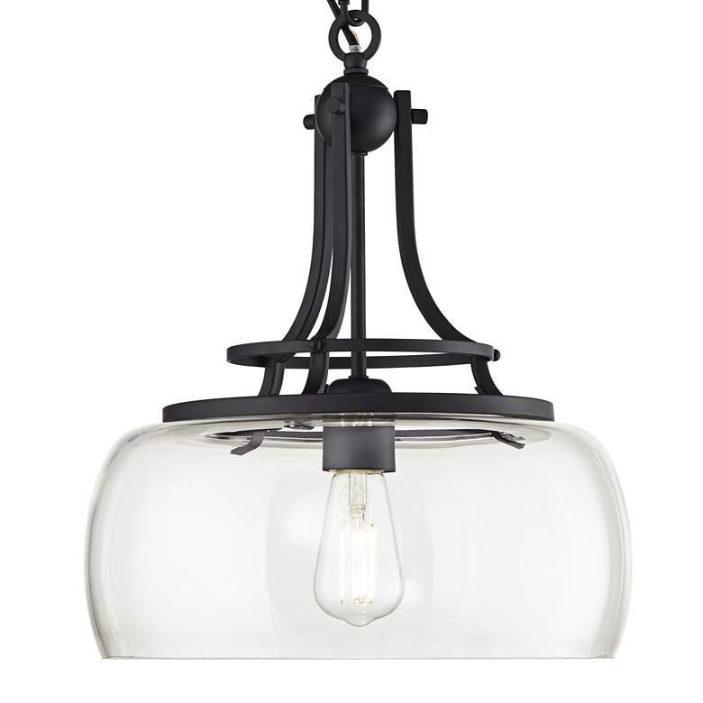 Charleston 13 1/2 inch Clear Glass and Black LED Pendant Light more views