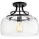 Charleston 13 1/2" Wide Black Clear Glass LED Ceiling Light