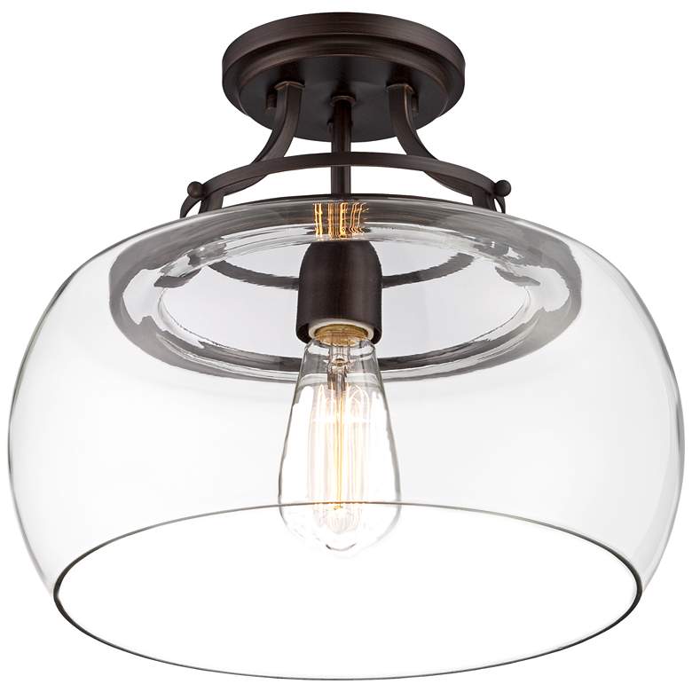 Charleston 13 1/2&quot; Wide Bronze Clear Glass LED Ceiling Light more views