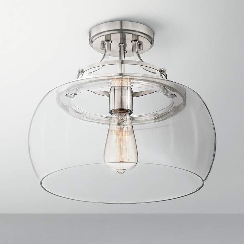 Image 1 Charleston 13 1/2" Wide Brushed Nickel Ceiling Light
