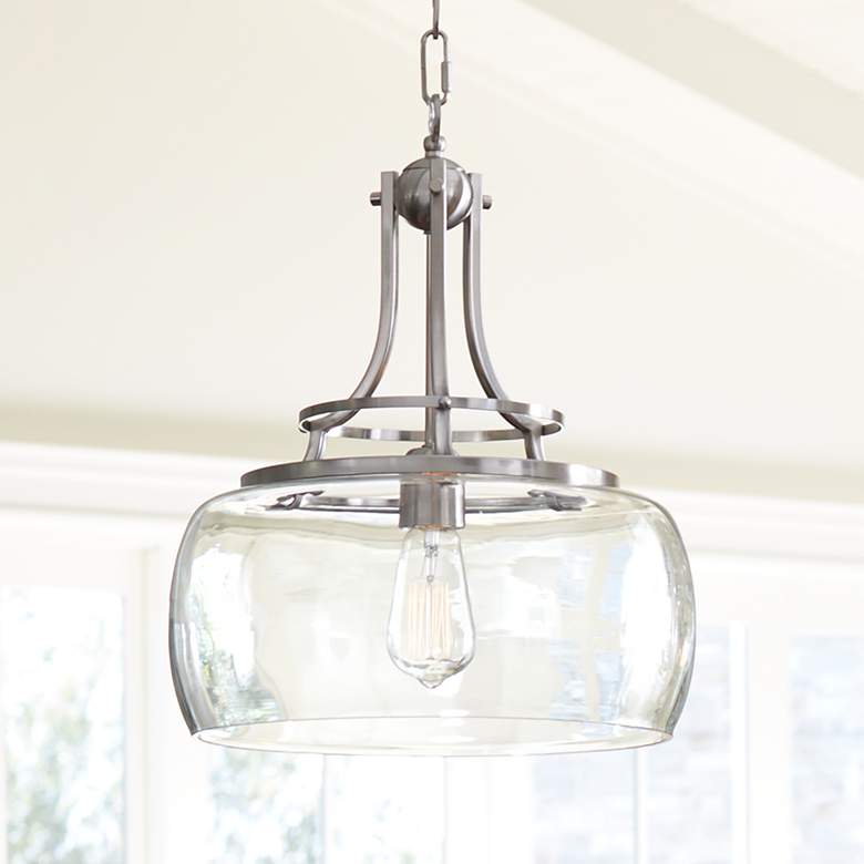 Charleston 13 1/2&quot; Wide Brushed Nickel Clear Glass LED Pendant Light