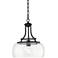 Charleston 13 1/2" Wide Clear Glass and Black Metal LED Pendant Light