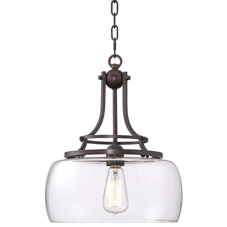 Image 3 Charleston 13 1/2 inch Wide Clear Glass and Bronze Pendant Light