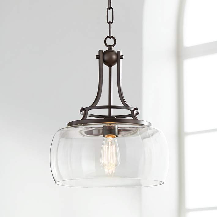 applaus Wetland verdund Charleston 13 1/2" Wide Clear Glass and Bronze Pendant Light - #4F066 |  Lamps Plus