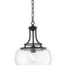 Charleston 13 1/2" Wide Clear Glass and Black LED Pendant Light