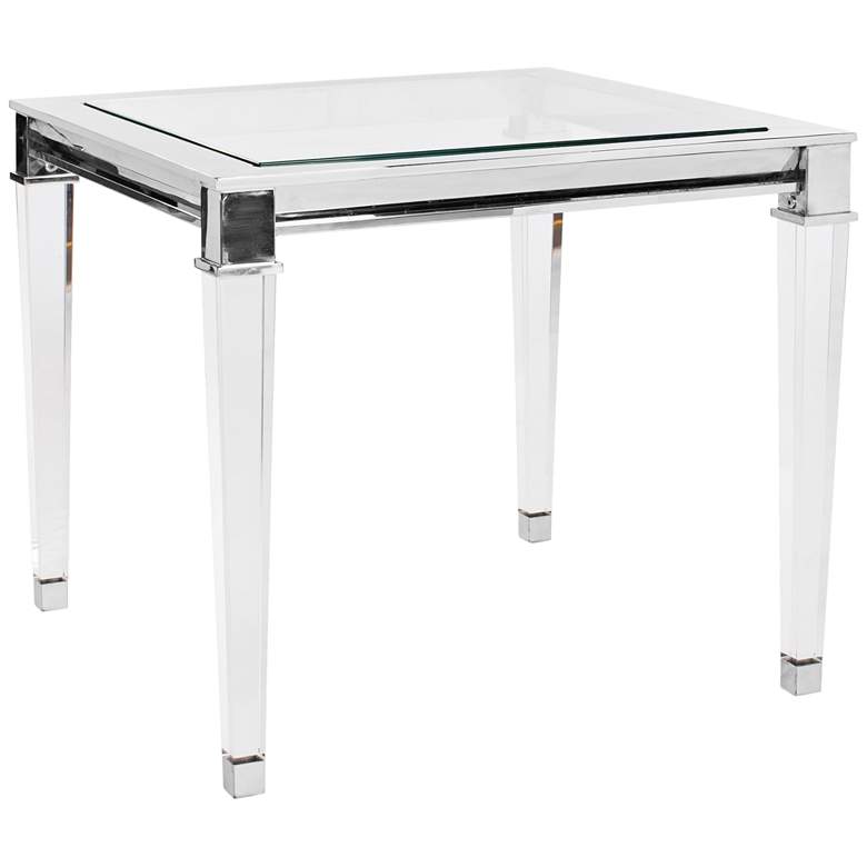 Image 3 Charleston 25 inch Wide Chrome and Clear Glass Modern End Table more views
