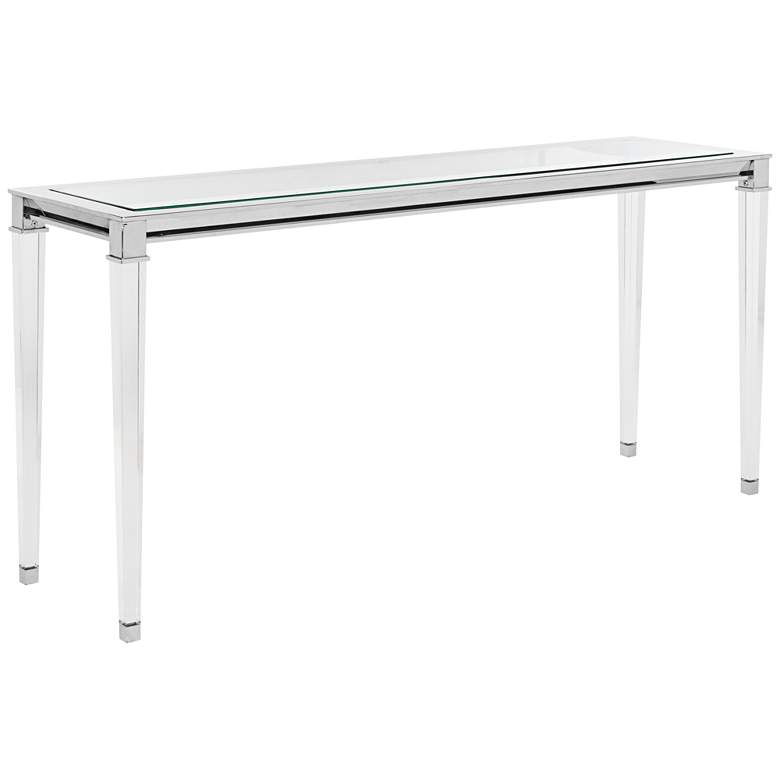 Charleston 66 inch Wide Chrome and Clear Glass Console Table more views