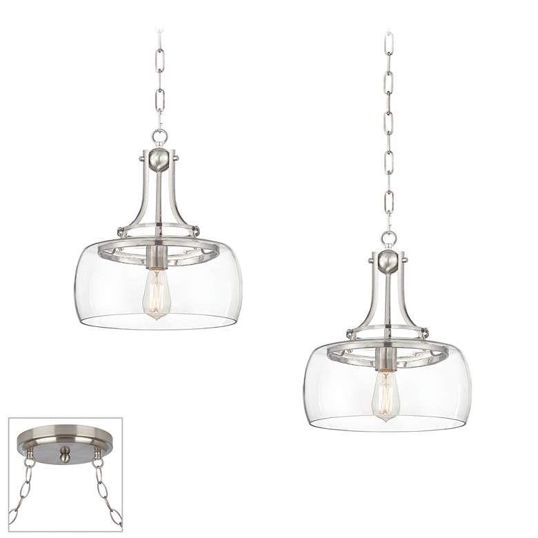 Image 1 Charleston Brushed Nickel and Glass 2-Light Swag Chandelier
